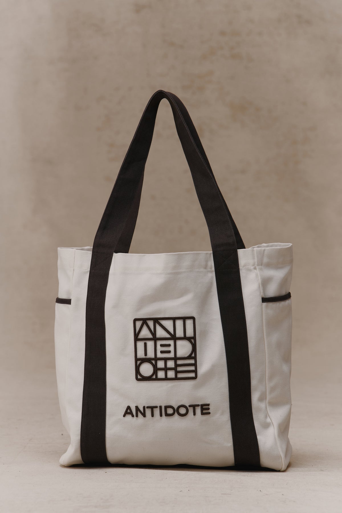 The Antidote Two Tone Tote in Charcoal, front view
