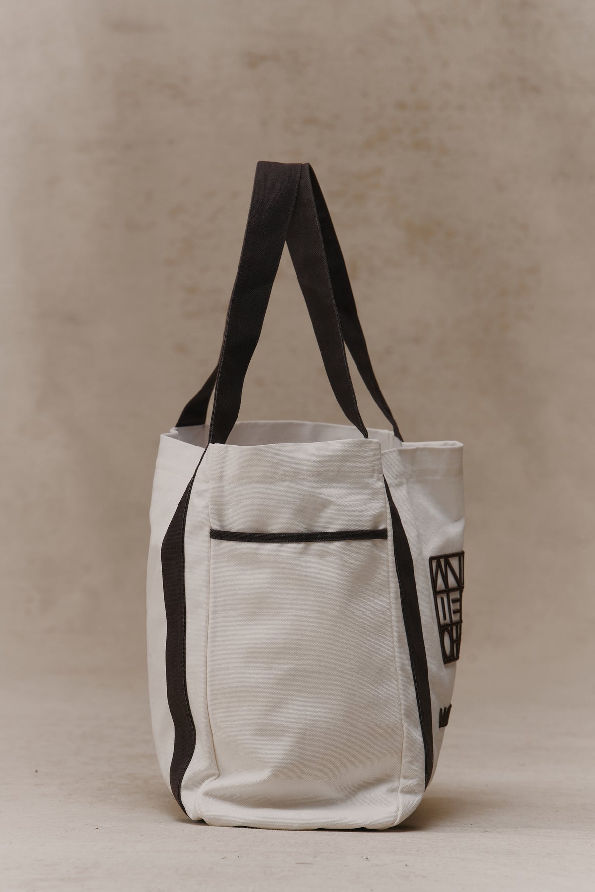 The Antidote Two Tone Tote in Charcoal, side view